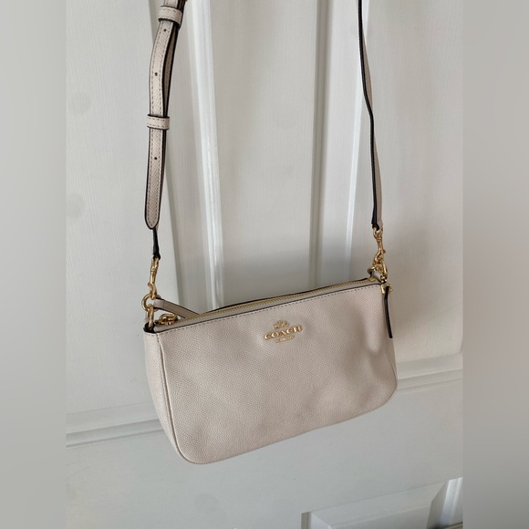 Coach Saffiano Leather Cream Crossbody Bag / Top Handle Pouch | Style F25591 | - Picture 5 of 13